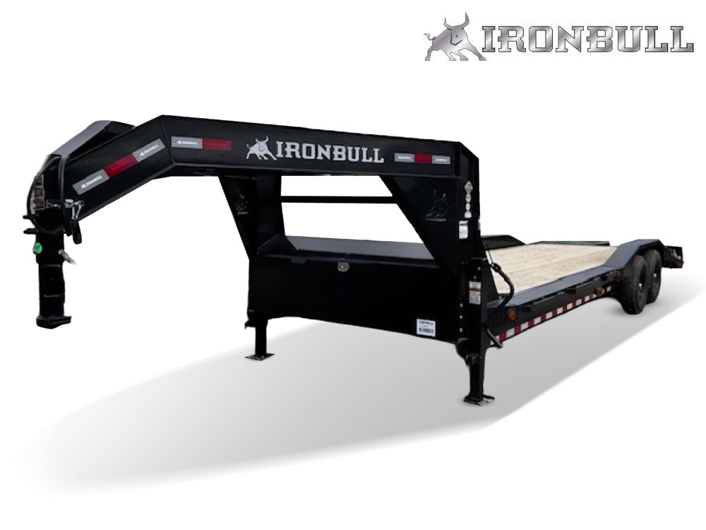 26' Iron Bull ETG Gooseneck Equipment Trailer Mega Ramps Drive Over Fenders - (2) 7,000 lb Axles