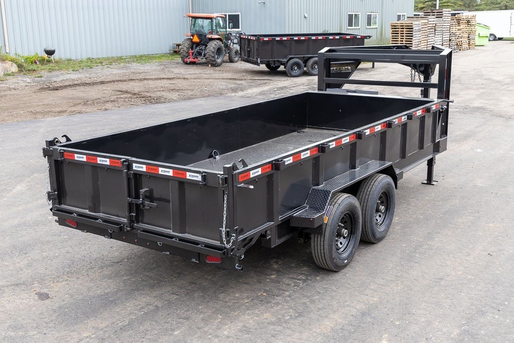 16' Stryker SDT Gooseneck Dump Trailer 24" Side Walls - (2) 7k Axles - Black