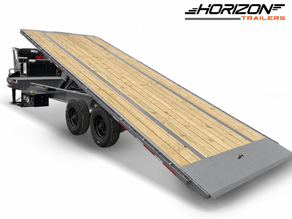 28' Horizon FTS Gooseneck Hydraulic Deckover Tilt Trailer - (2) 10K Axles - Ash Gray