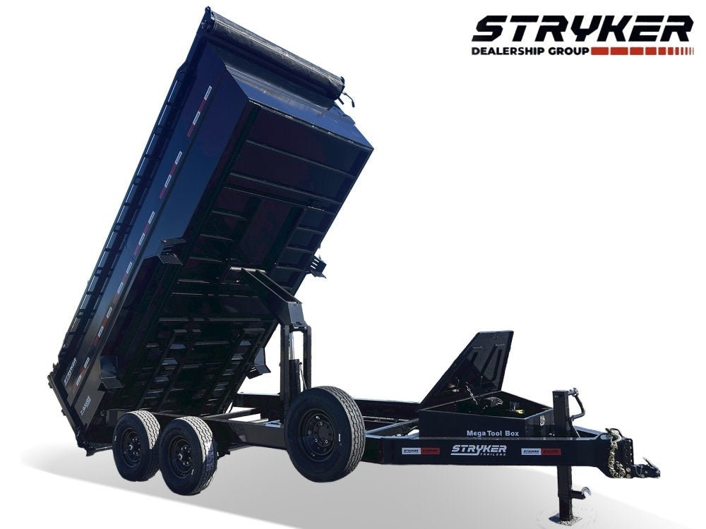 16' Stryker SDT Bumper Pull Dump Trailer 36" Side Walls - (2) 7k Axles - Black