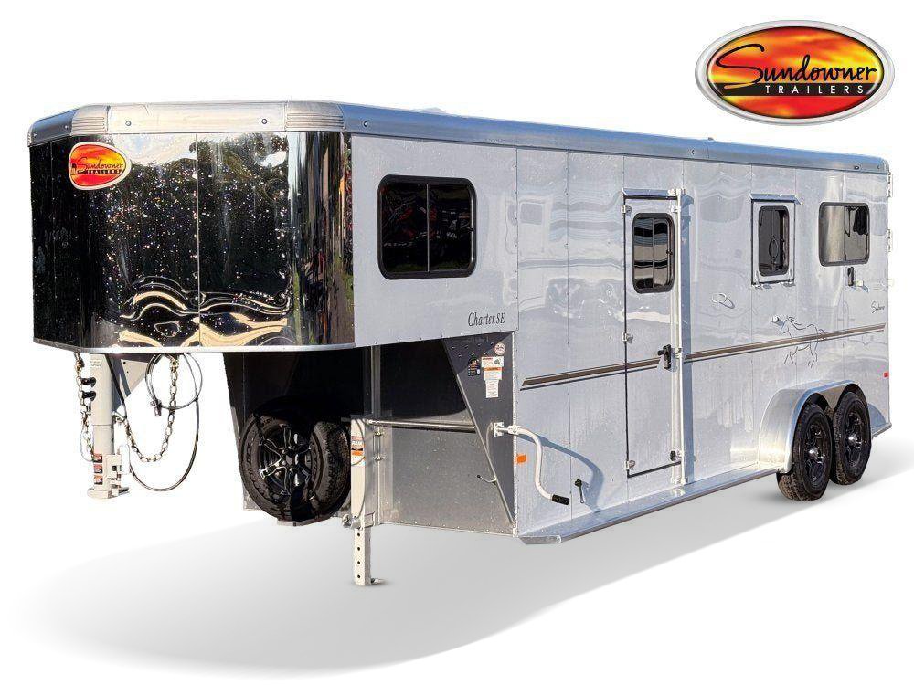 Sundowner Charter SE 2+1 Gooseneck Straight Load - White w/Stainless Nose (2) 5,200lb Axles - Side R