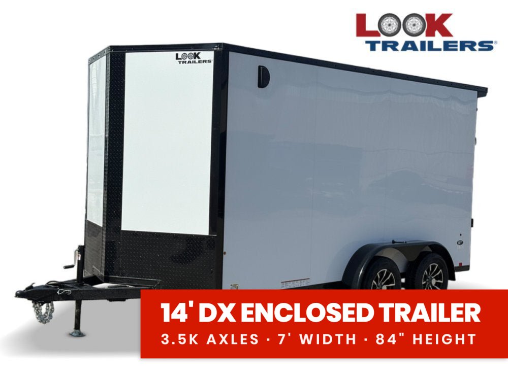 7 x 14 DX 7K Flat Top V Nose Enclosed - (2) 3500 lb Axles
