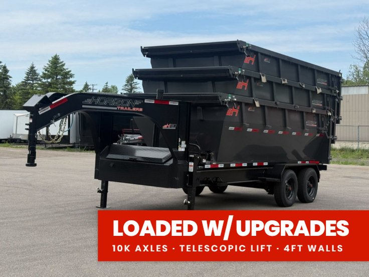 Horizon 16' HRD GN Roll off Bundle (2) 10k Axles + 3 Bins w/ 4' Walls