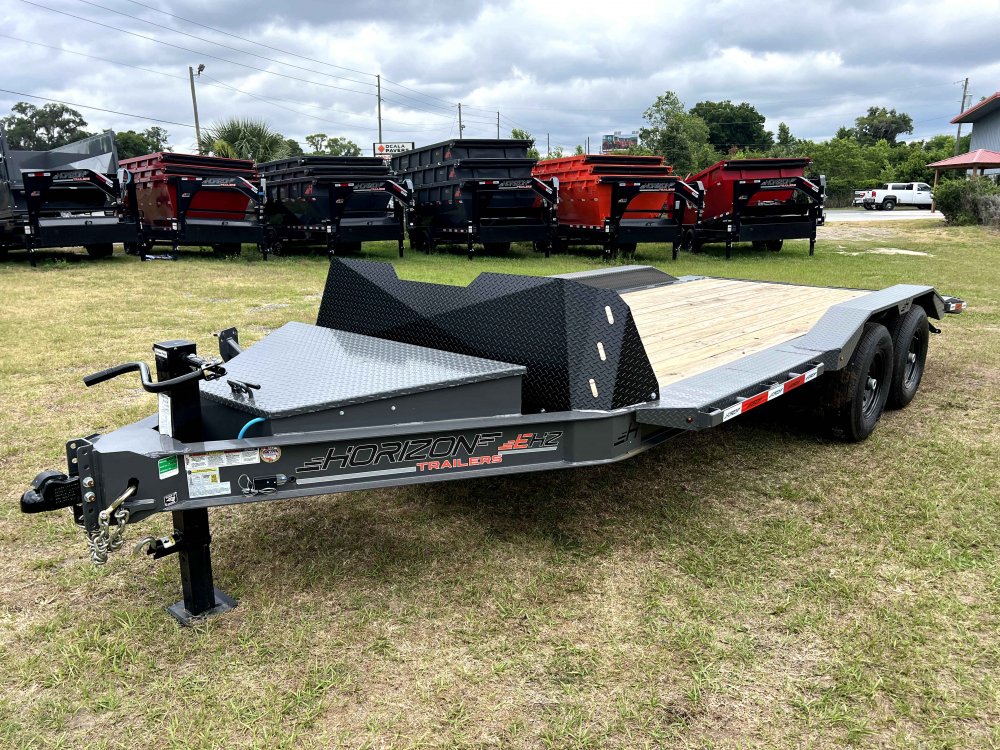 18' EHZ BP Equipment Trailer 2 - 7k Axles Slide in Ramps Drive Over Fenders