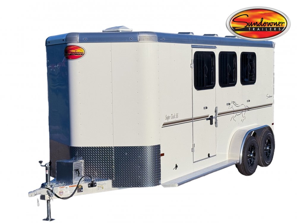 Sundowner Super Tack 3 Horse w/ Large Tack Room and Water Tank - White (2) 5,200lb Axles