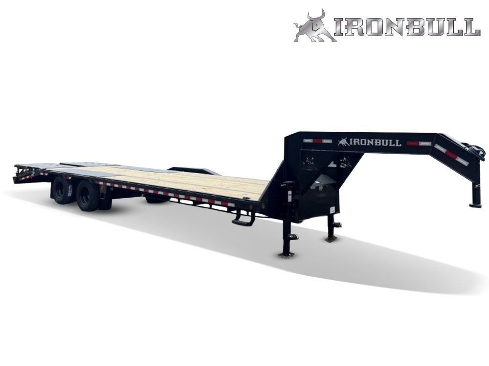 30' Iron Bull FLG Gooseneck Deckover Trailer Mega Ramps - (2) 10,000 lb Axles