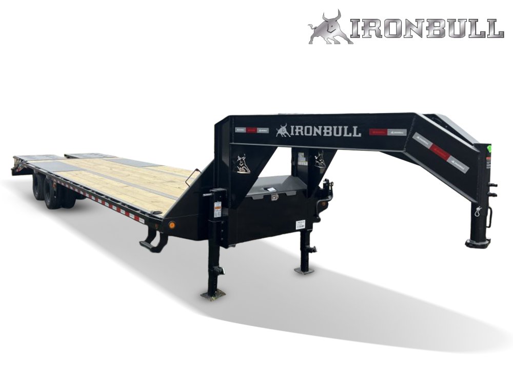 32' Iron Bull FLG Gooseneck Deckover Trailer Mega Ramps - (2) 12,000 lb Axles