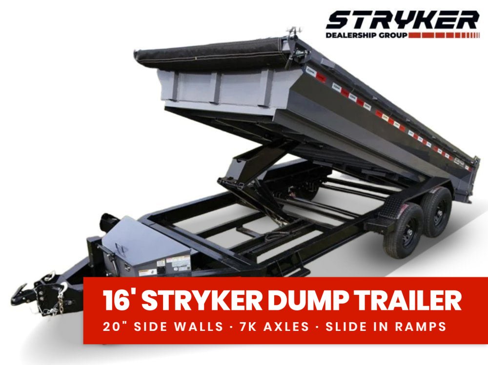 16' Stryker EDT Bumper Pull Dump Trailer 20" Side Walls - (2) 7k Axles