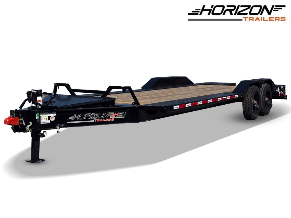 24' Horizon HEH Bumper Pull Equipment Trailer Drive Over Fenders Mega Ramps - (2) 10K Axles - Black