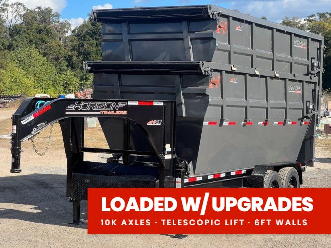 Horizon 16' HRD GN Roll off Bundle (2) 10k Axles + 2 Bins w/ 6' Walls