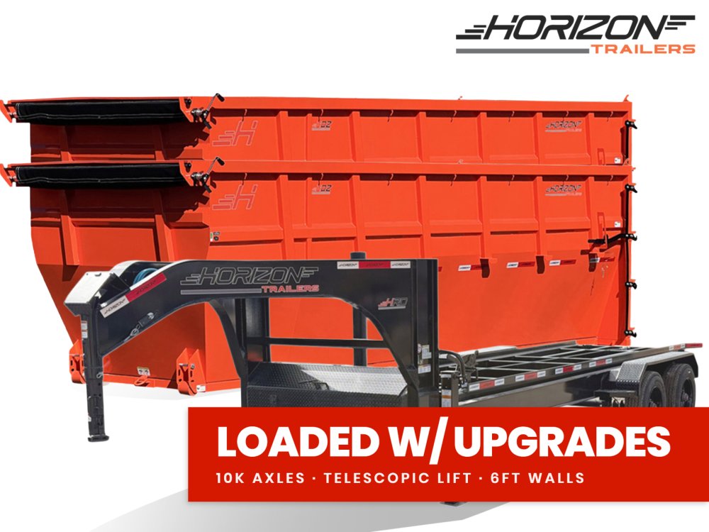 Horizon 16' HRD GN Roll off Bundle (2) 10k Axles + 2 Bins w/ 6' Walls