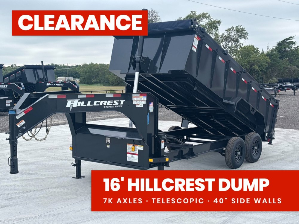 16' Dump Trailer GN 40" Side Walls - Telescopic Lift - 7k Axles
