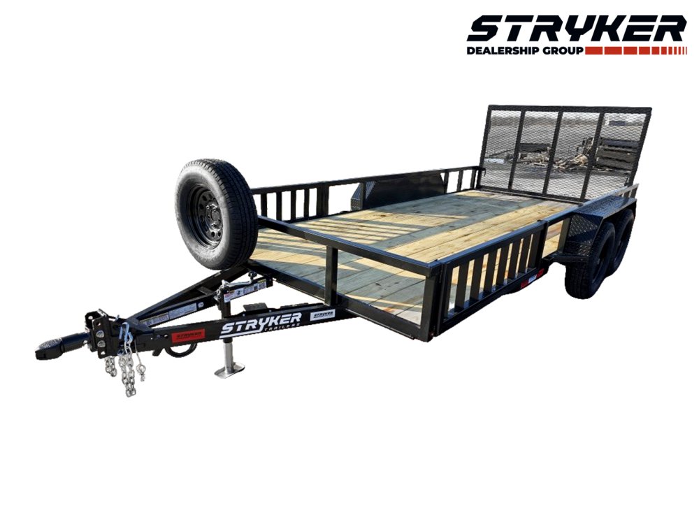 16' Utility Trailer (2) 3.5K Axles, 77" Wide, Side Ramps and 4' Gate