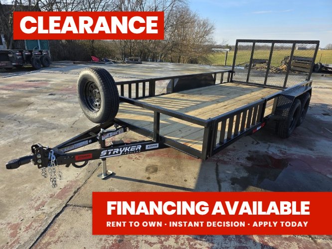 16' Utility Trailer (2) 3.5K Axles, 77" Wide, Side Ramps and 4' Gate
