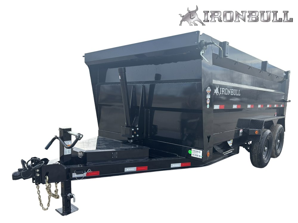 14' x 83" Iron Bull DTB Bumper Pull Dump Trailer 48" Side Walls - (2) 7,000 lb Axles, Telescopic