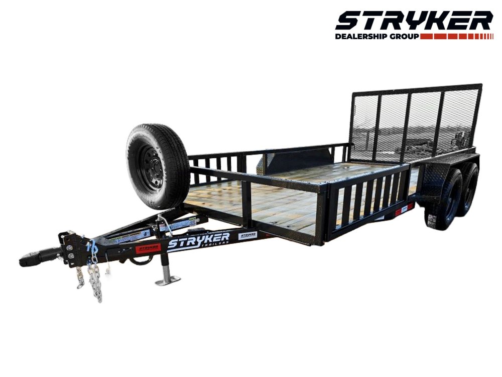 14' Utility Trailer (2) 3.5K Axles, 77" Wide, Side Ramps and 4' Gate