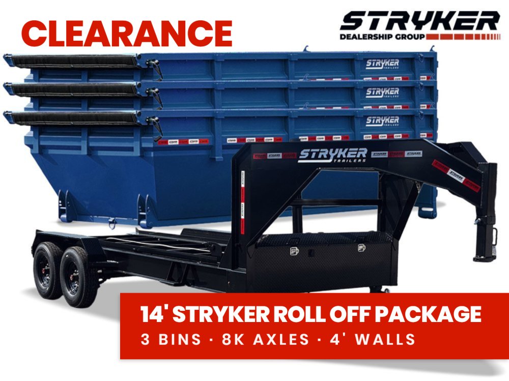 Stryker 14' GN Roll off Bundle (2) 8k Axles + 3 Bins w/ 4' Walls