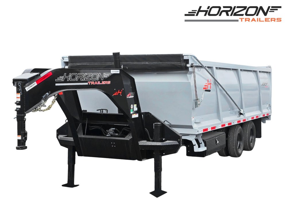 20' HZH GN Dump Trailer w/ 4' Walls (2) 12k Axles, 3-Way Door, Tarp, Hydraulic Jacks