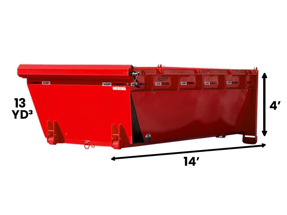 14' Roll Off Bin - 4' Side Wall - 7 Gauge Floor - Red Gloss - #9848-28 - Red