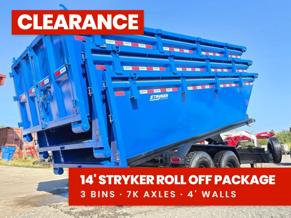 Stryker 14' BP Roll off Bundle (2) 7k Axles + 3 Bins w/ 4' Walls