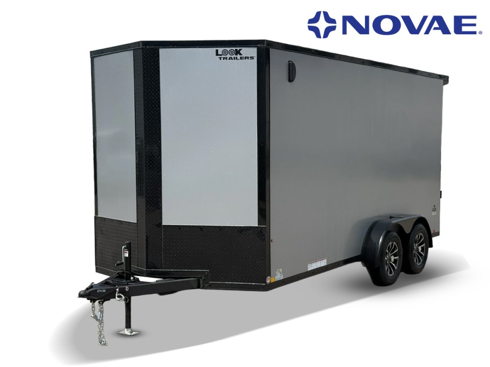7 x 16 DX 7K Flat Top V Nose Enclosed - (2) 3500 lb Axles