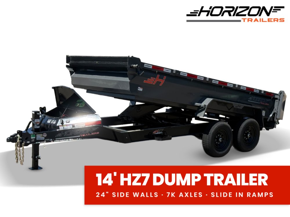 14' Horizon HZ7 Bumper Pull Dump Trailer 24" Side Walls - (2) 7K Axles