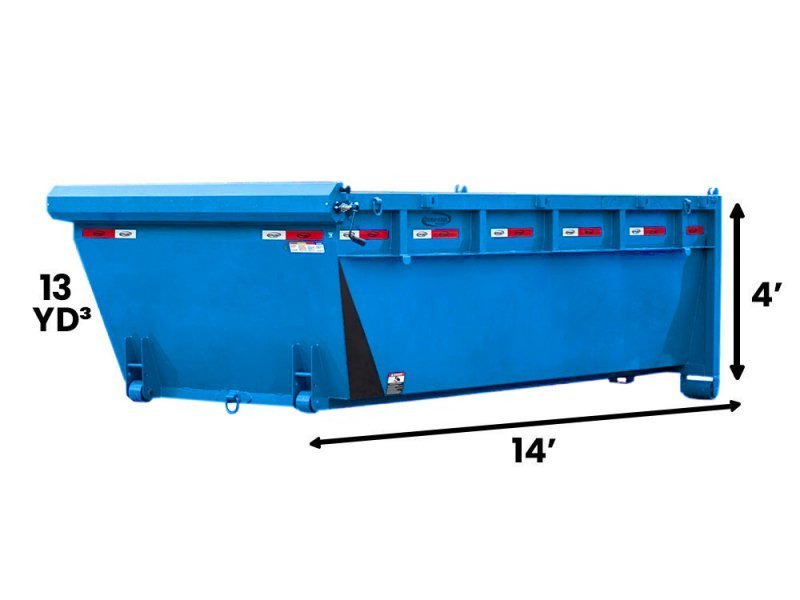 14' Roll Off Bin - 4' Side Wall - 7 Gauge Floor - Postal Blue - #9847-43 - Navy Blue