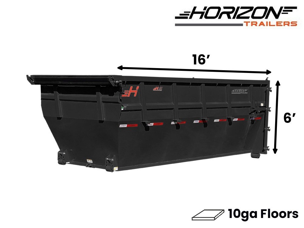 16' Horizon HDZ Roll Off Bin 6' Wall + Tarp - Black