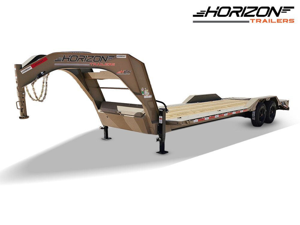 24' HEH Gooseneck Equipment Trailer Drive Over Fenders Mega Ramps - (2) 10K Axles