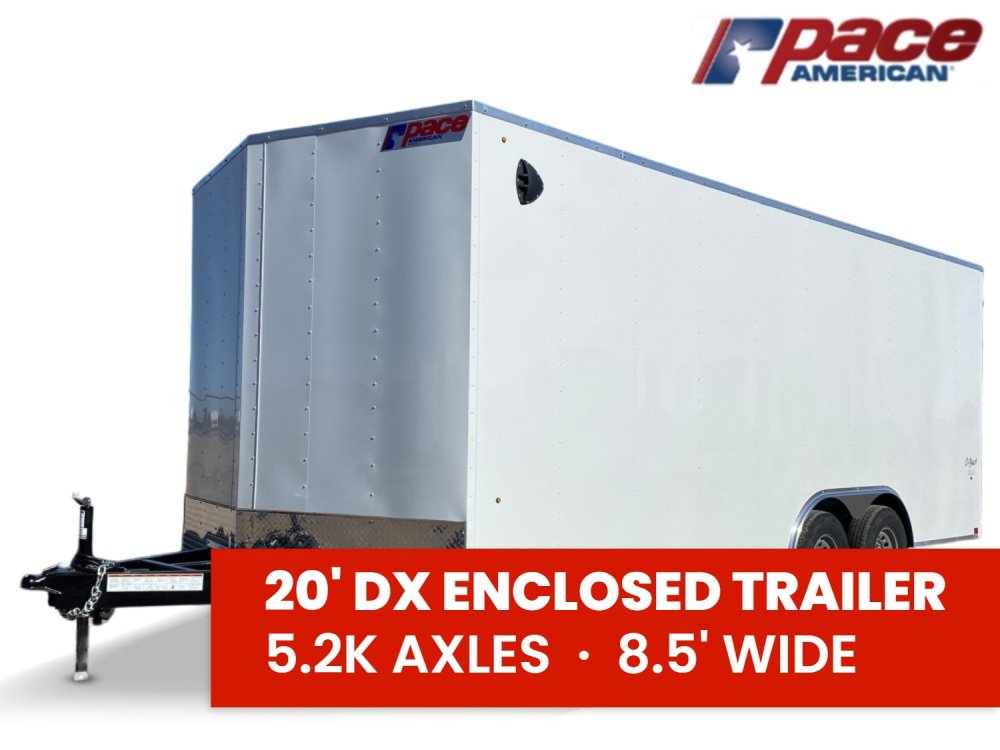 8.5 x 20 DX 10K Flat Top Sloped V Nose Car Hauler (2) - 5200 lb Axles