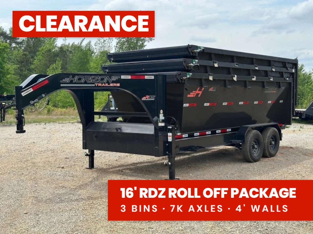 Horizon 16' RDZ GN Roll off Bundle (2) 7k Axles + 3 Bins w/ 4' Walls