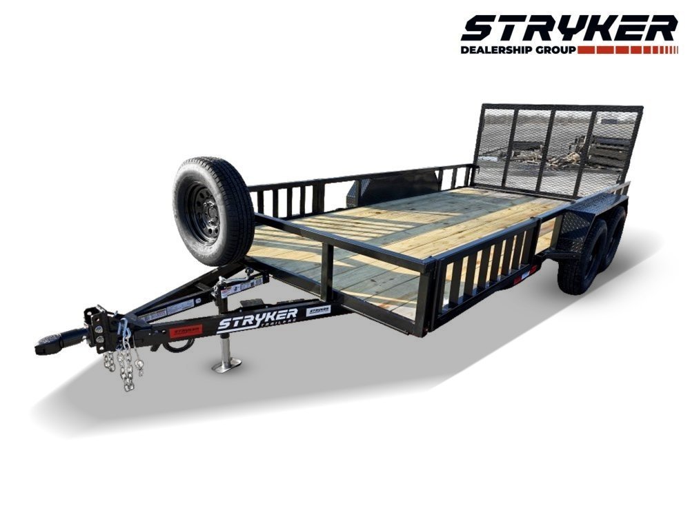 16' Utility Trailer (2) 3.5K Axles, 77" Wide, Side Ramps and 4' Gate