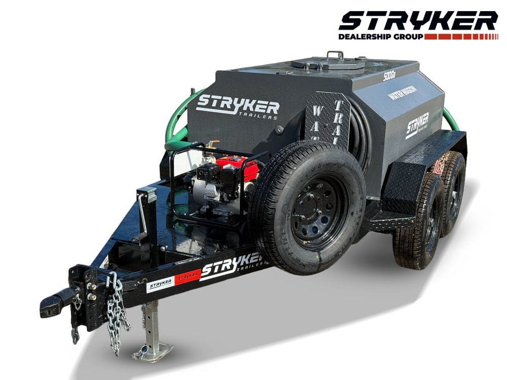 500 Gallon Water Tank Trailer with Pump and Hose - Charcoal