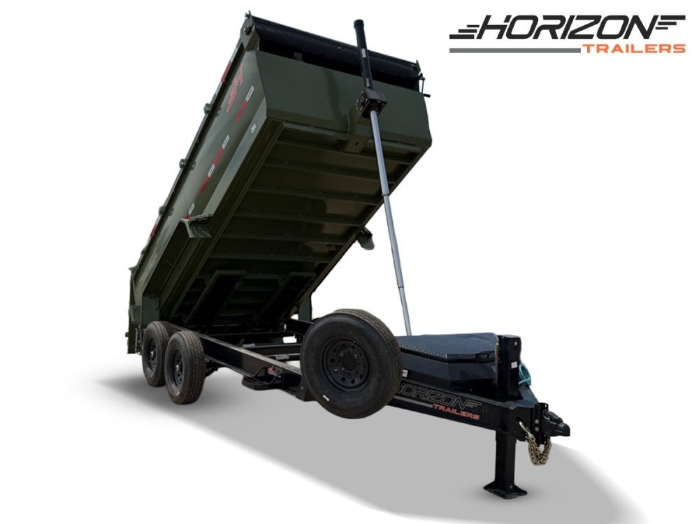 14' Horizon LZ7 Bumper Pull Dump Trailer 42" Side Walls Telescopic Lift Hydraulic Jacks - (2) 7k Axl