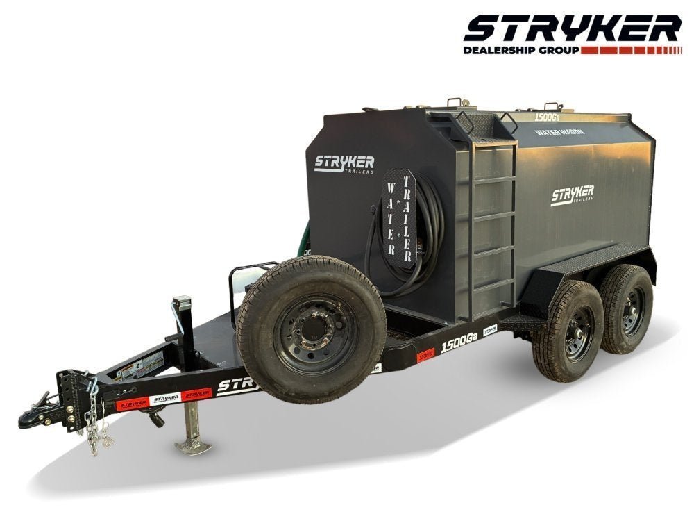 1500 Gallon Water Tank Trailer with Pump and Hose - Charcoal