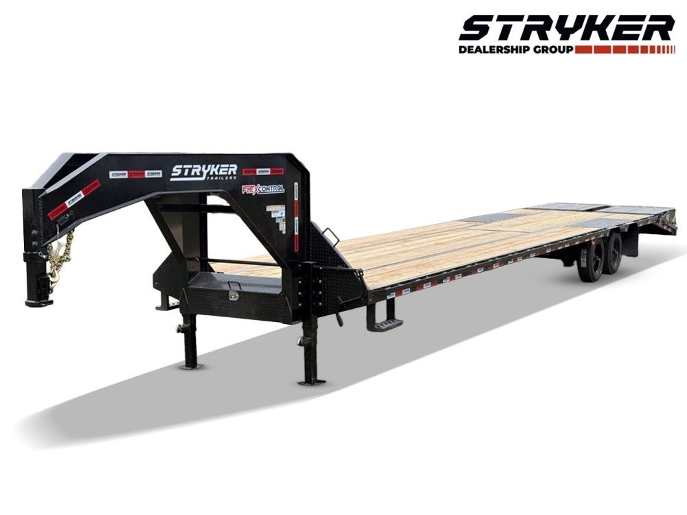40' Stryker Gooseneck Hotshot Non-CDL Deckover Trailer Mega Ramps - (2) 8K Axles - Black
