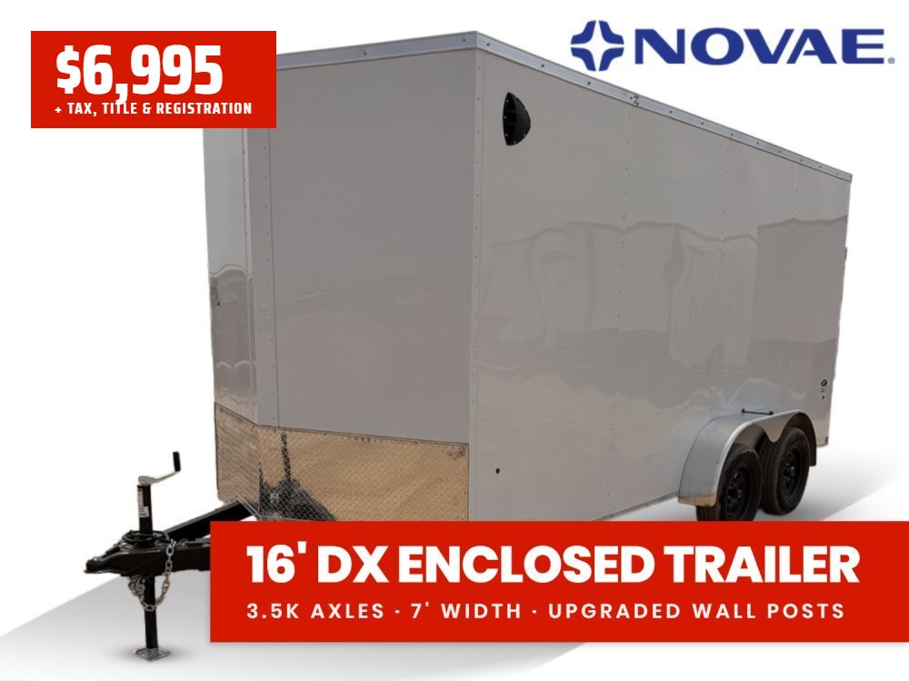 7 x 16 DX 7K Flat Top V Nose Enclosed - (2) 3500 lb Axles