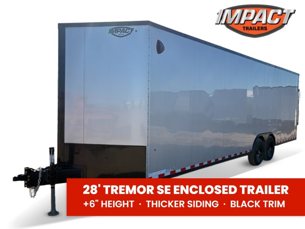 8.5 x 28 Tremor SE Flat Top Sloped V Nose Enclosed Trailer - (2) 7000 lb Axle