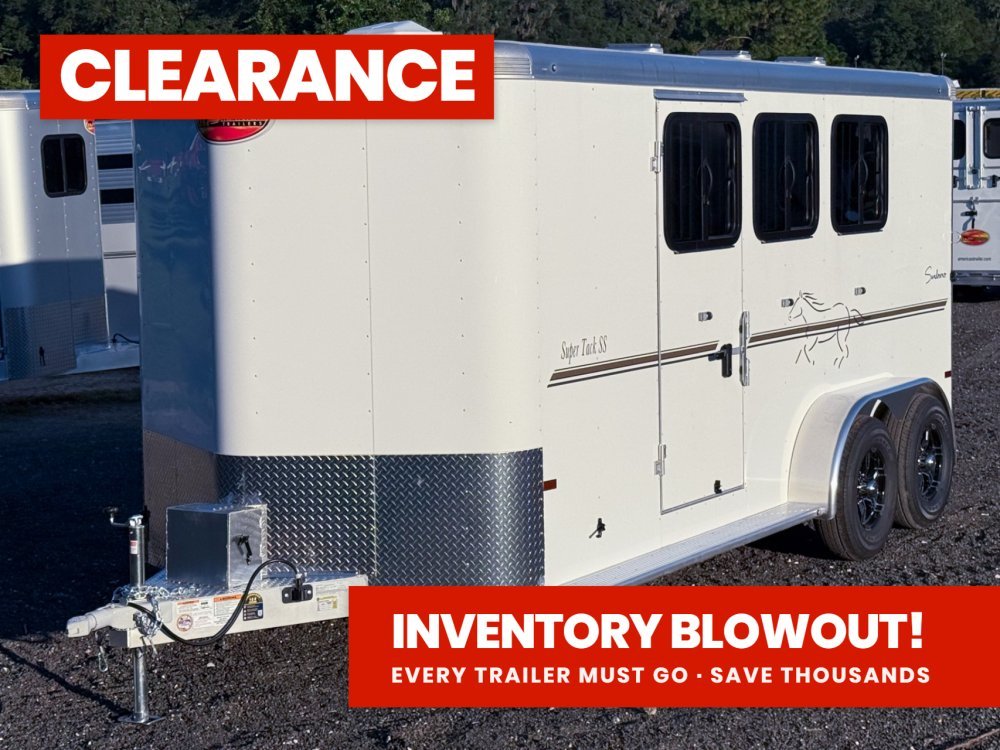 Sundowner Super Tack 3 Horse w/ Large Tack Room and Water Tank - White (2) 5,200lb Axles