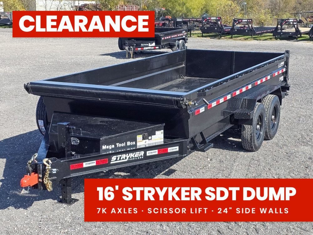16' Stryker SDT Bumper Pull Dump Trailer 24" Side Walls - (2) 7k Axles