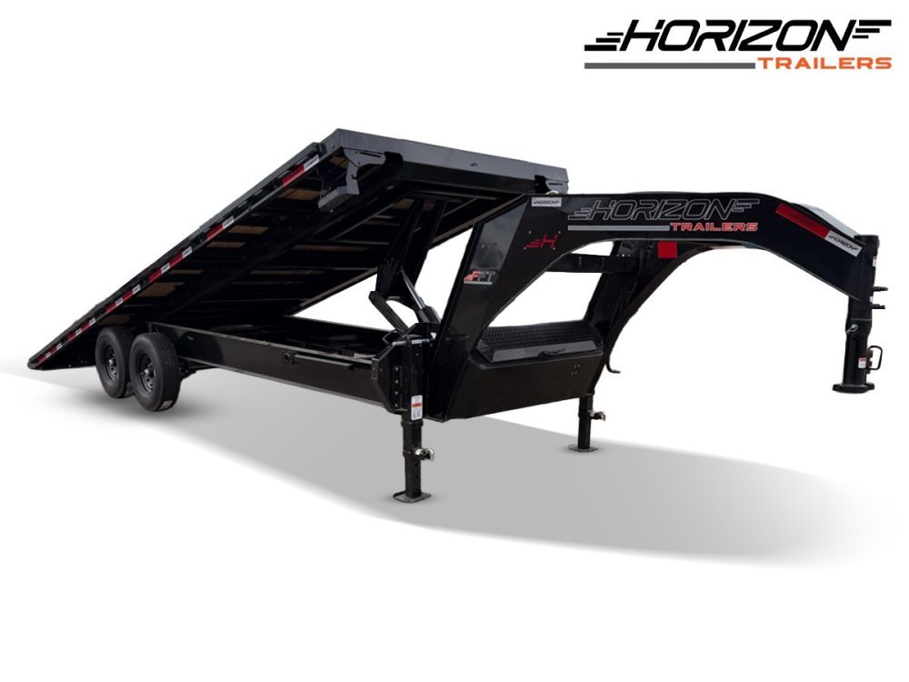 24' Horizon FFT Gooseneck Full Deckover TIlt Trailer - (2) 7K Axles