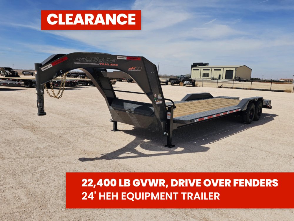 24' HEH Gooseneck Equipment Trailer Drive Over Fenders Mega Ramps - (2) 10K Axles