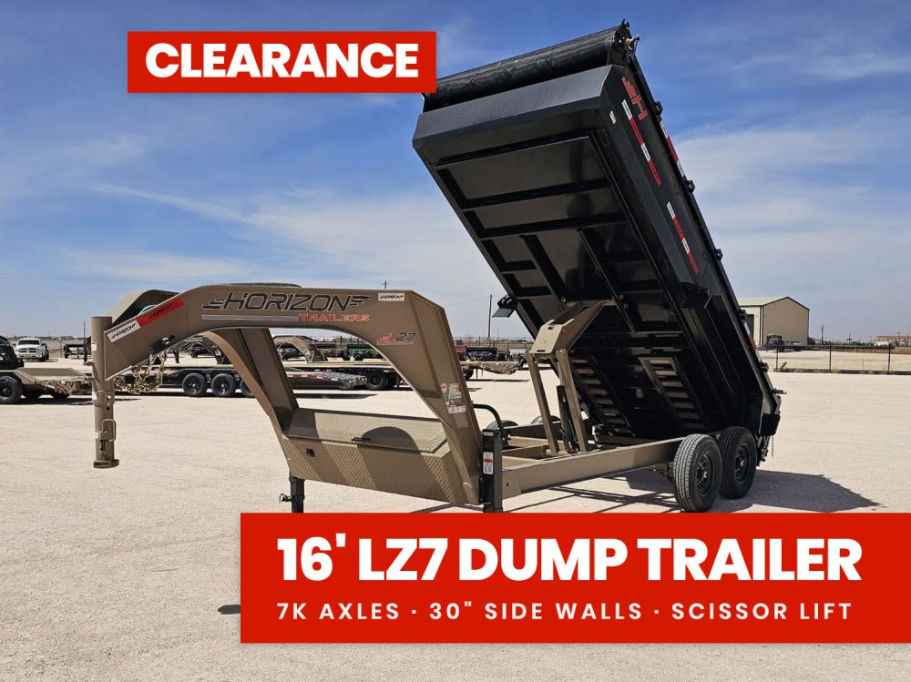 16' Horizon LZ7 Gooseneck Dump Trailer 30" Side Walls - (2) 7K Axles