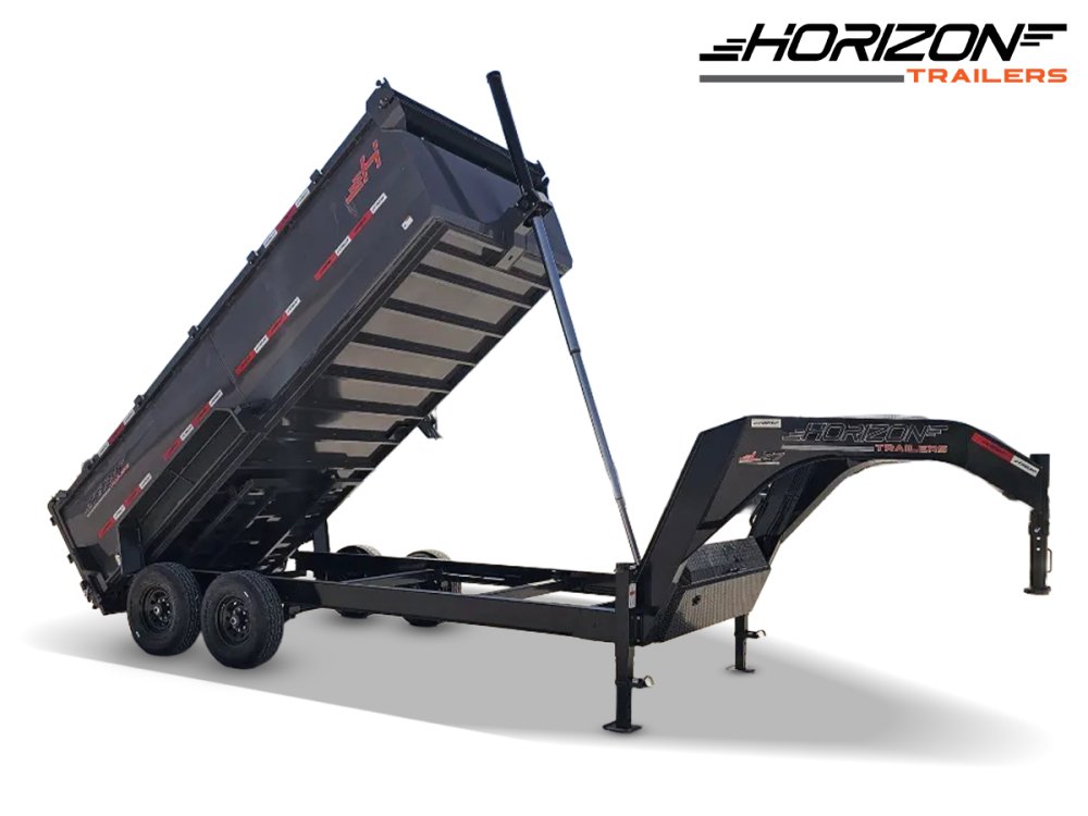 16' Horizon LZ7 Gooseneck Dump Trailer 42" Side Walls Telescopic Lift - (2) 7K Axles