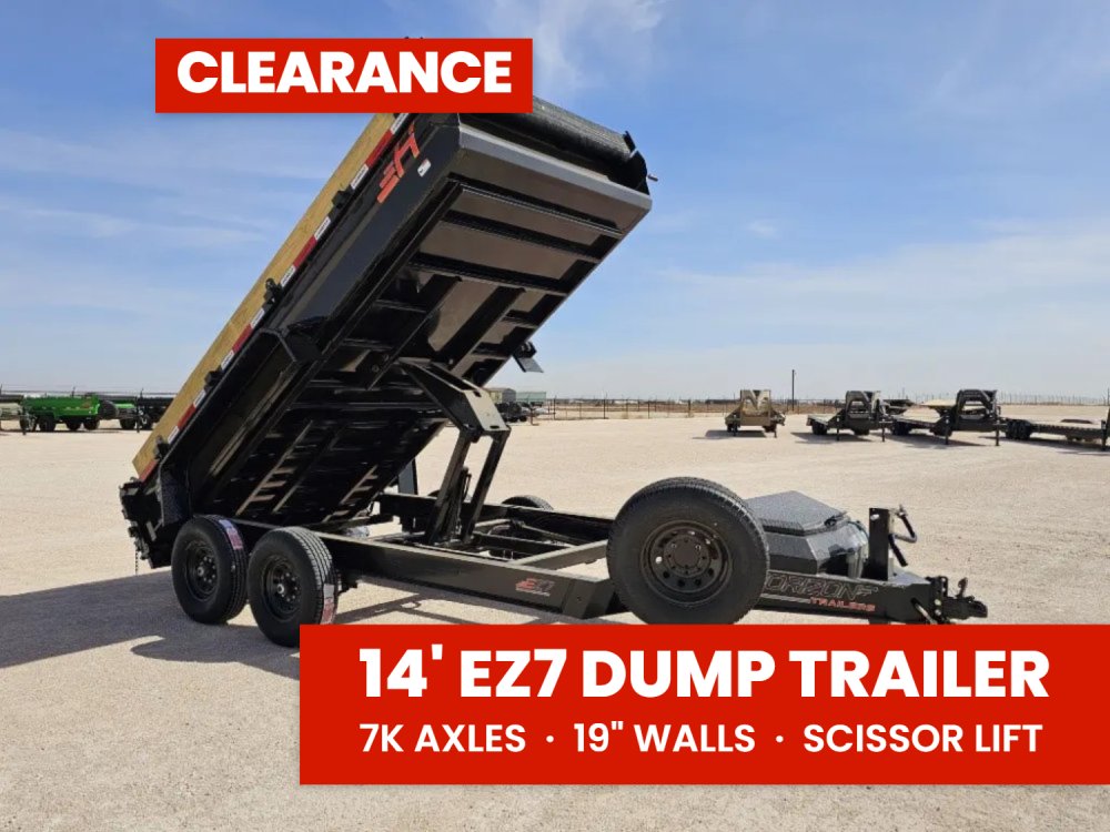 14' Horizon EZ7 Bumper Pull Dump Trailer 19" Sides - (2) 7K Axles