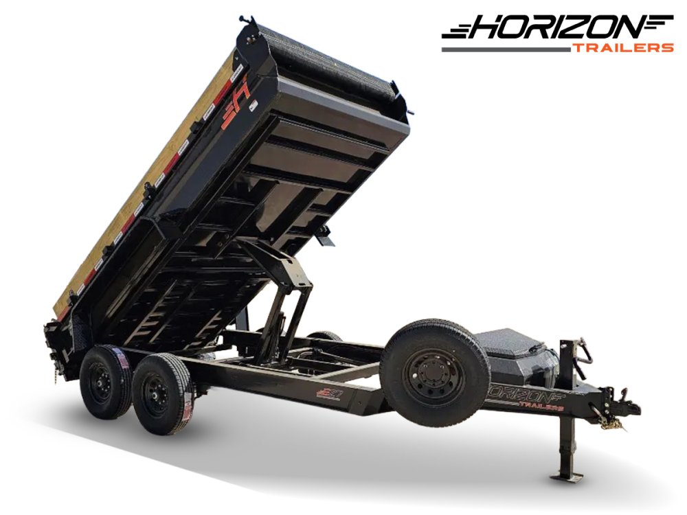 14' Horizon EZ7 Bumper Pull Dump Trailer 19" Sides - (2) 7K Axles