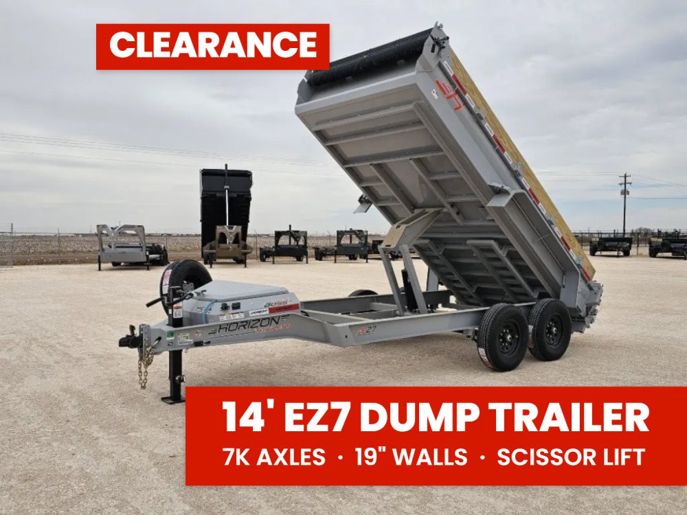 14' Horizon EZ7 Bumper Pull Dump Trailer 19" Sides - (2) 7K Axles