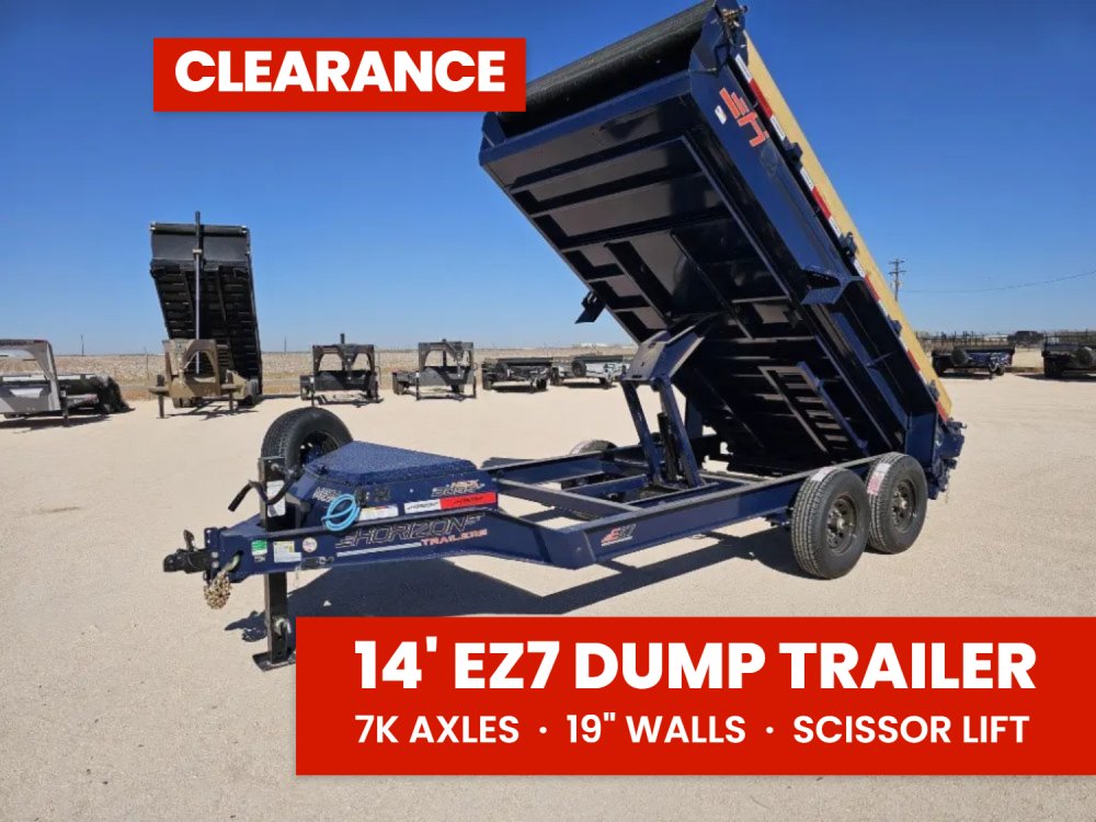 14' Horizon EZ7 Bumper Pull Dump Trailer 19" Sides - (2) 7K Axles