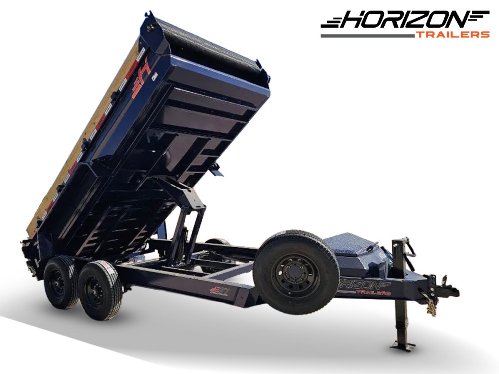 14' Horizon EZ7 Bumper Pull Dump Trailer 19" Sides - (2) 7K Axles