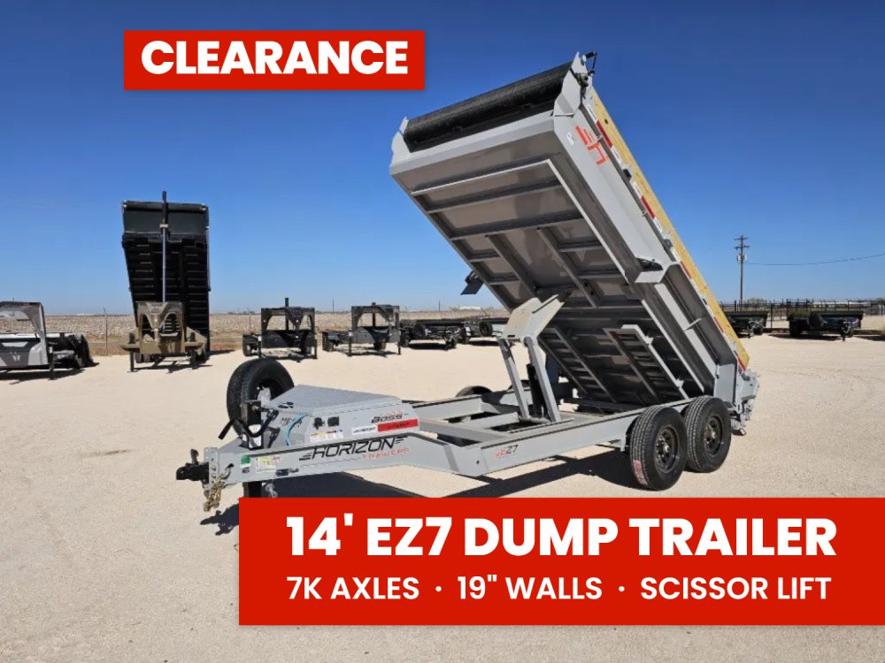14' Horizon EZ7 Bumper Pull Dump Trailer 19" Sides - (2) 7K Axles